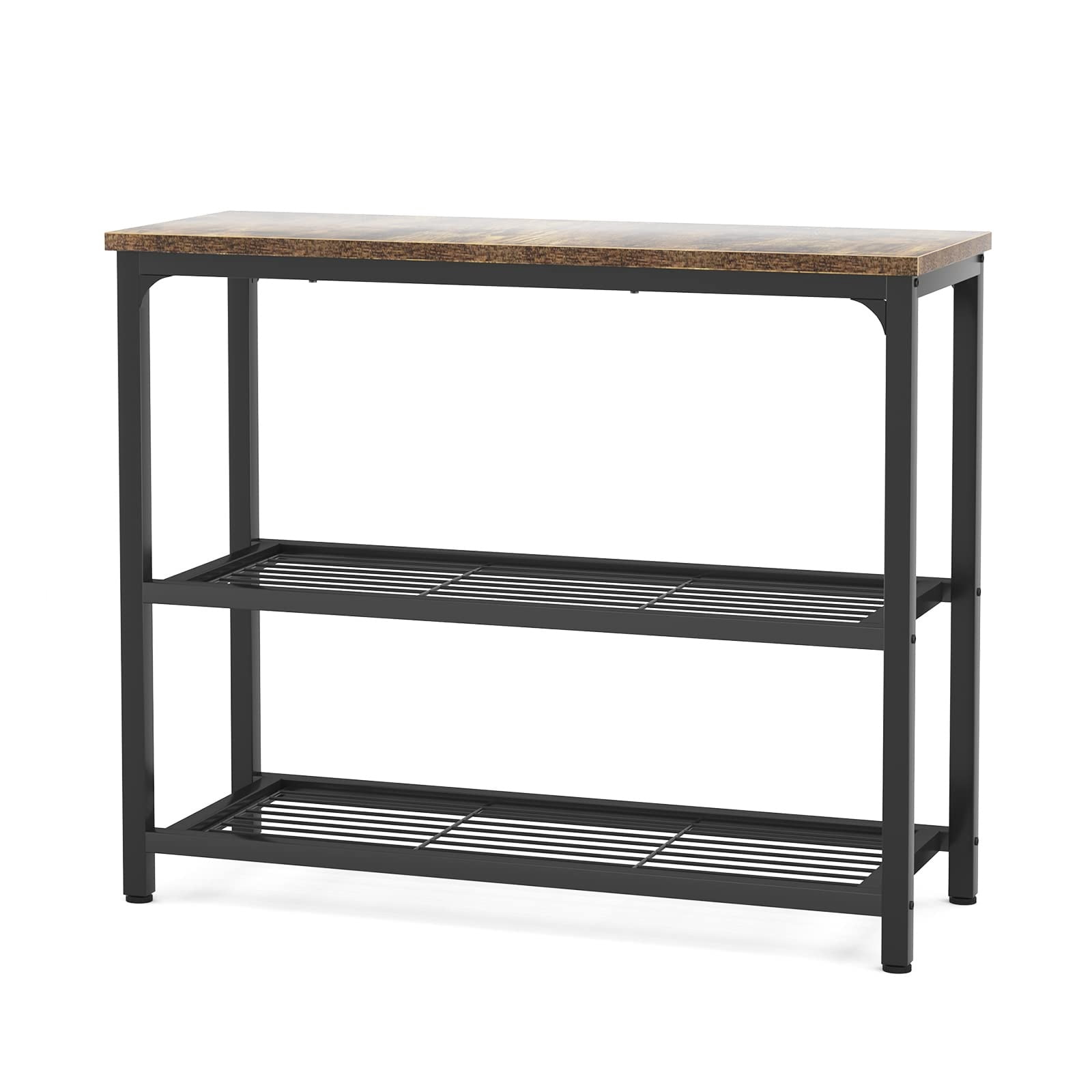 Small Console Table,Sofa Table with Double Mesh Shelves,Industrial Entryway Table for Entryway, Hallway, Foyer, Front Hall, Sofa Couch, Living Room, Bar, Kitchen, Rustic