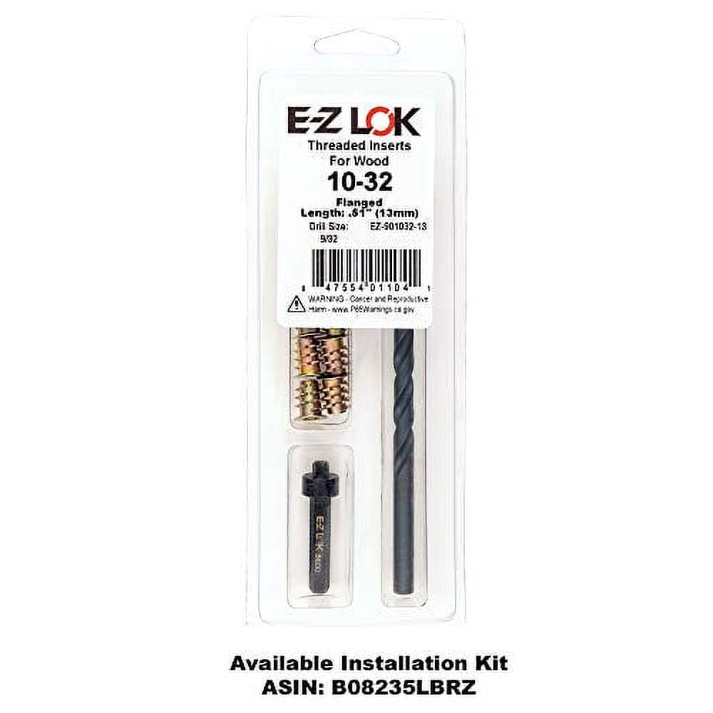 Hex Drive Threaded Insert, #10-32 Int Thrd Sz, 33/64 in L, 7/16 in Dia., Zinc Alloy, Plain, 50 PK