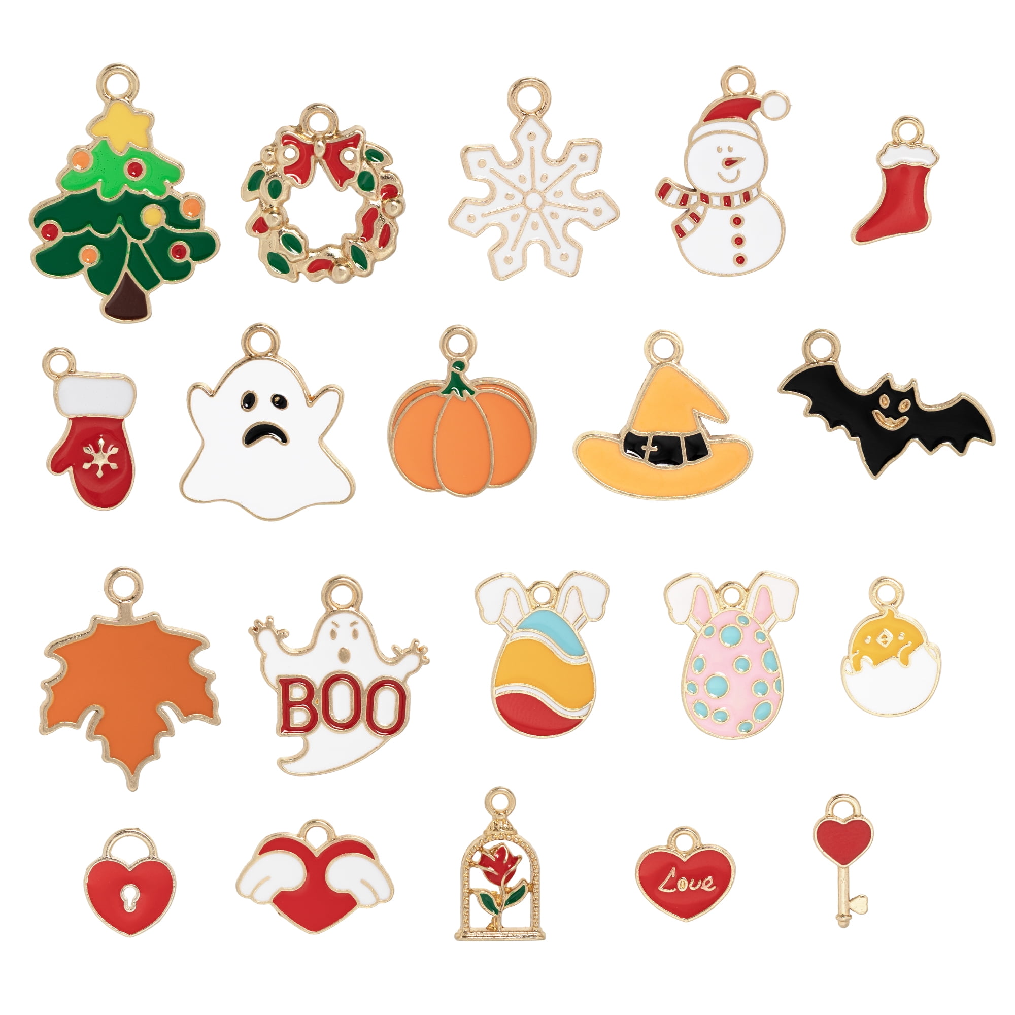 CousinDIY Holiday Charm 30-Piece Bulk Pack for Easter, Halloween & Christmas