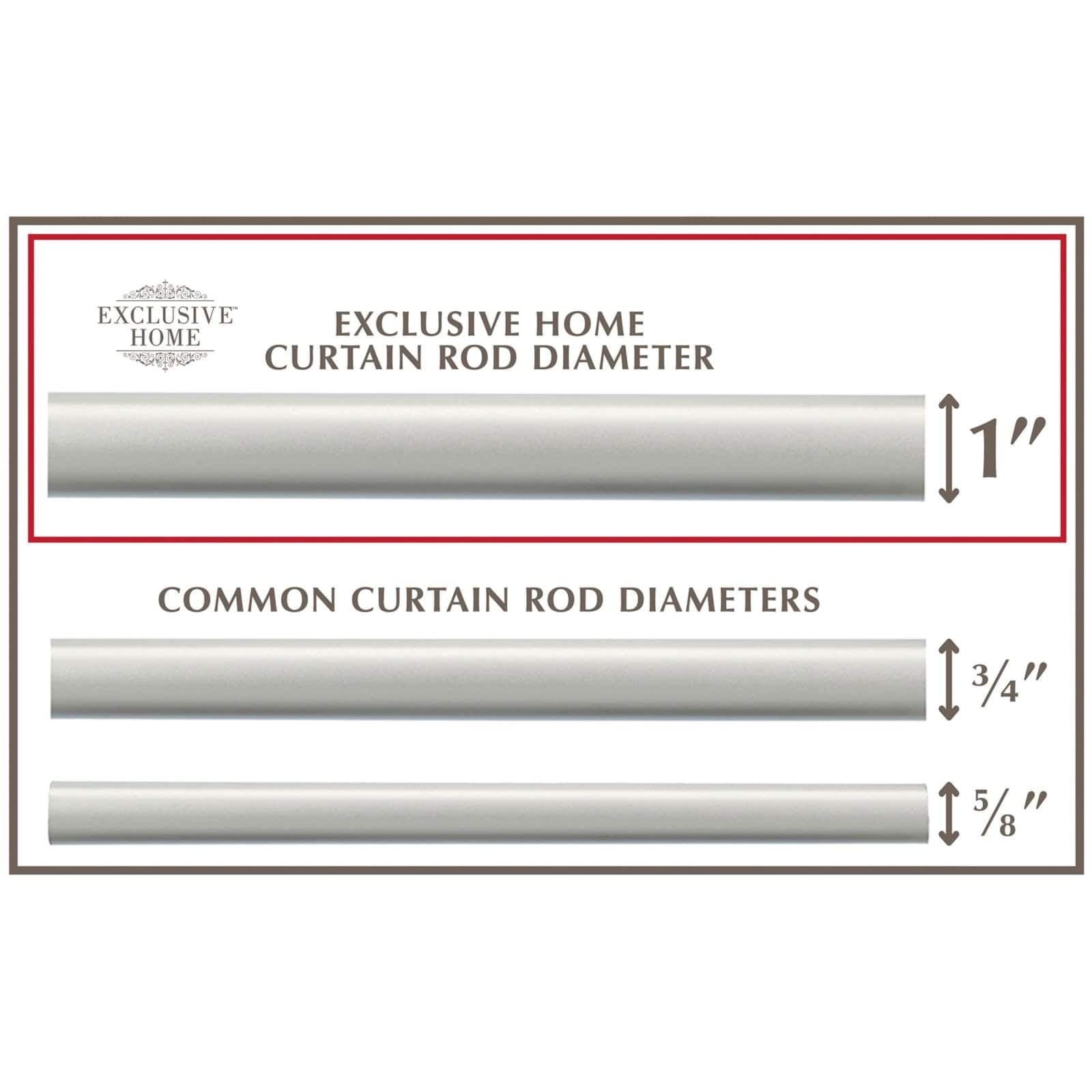 EXCLUSIVE HOME Napoleon 1" Curtain Rod and Coordinating Finial Set, Matte Black, Adjustable 66"-120"