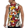 thumbnail image 3 of Fotbe Retro Floral Butterfly Pattern Men's Quick Dry Workout Tank Top Gym Muscle Tee Fitness Bodybuilding Sleeveless T Shirt Breathable Workout Shirt-Medium, 3 of 9