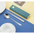 thumbnail image 1 of Yeacher Chopsticks Spoon Set With Case Long Handle Reusable Metal Stainless Steel Chopsticks Spoon Cutlery Set Korean Tableware Combinations Utensil for Travel Office Kitchen Restaurant, 1 of 7