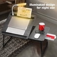thumbnail image 4 of Plus XL Adjustable Laptop Desk with Light, USB Port, iPad Holder, Drawer Storage - Larger 23.6IN Adjustable Lap Desk for Bed, Home Office, Breakfast Tray, Fordable Legs Desk, 4 of 8