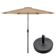 thumbnail image 1 of Sombrilla de patio exterior Simple Deluxe de 9 pies con soporte base, color canela, 1 of 6