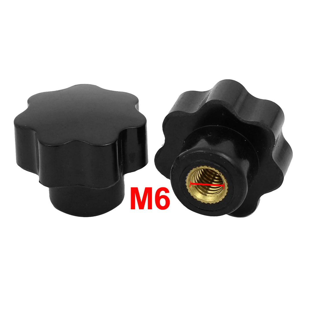 13Pcs M6 Female Thread 24mm Diameter Machinery Clamping Knob Grip Black