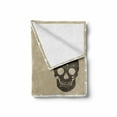 thumbnail image 2 of Grunge Soft Flannel Fleece Throw Blanket, Skull on Murky Flat Framework Halloween Crossbones Spooky Monster Image, Cozy Plush for Indoor and Outdoor Use, 60" x 80", Tan Dark Taupe, by Ambesonne, 2 of 6