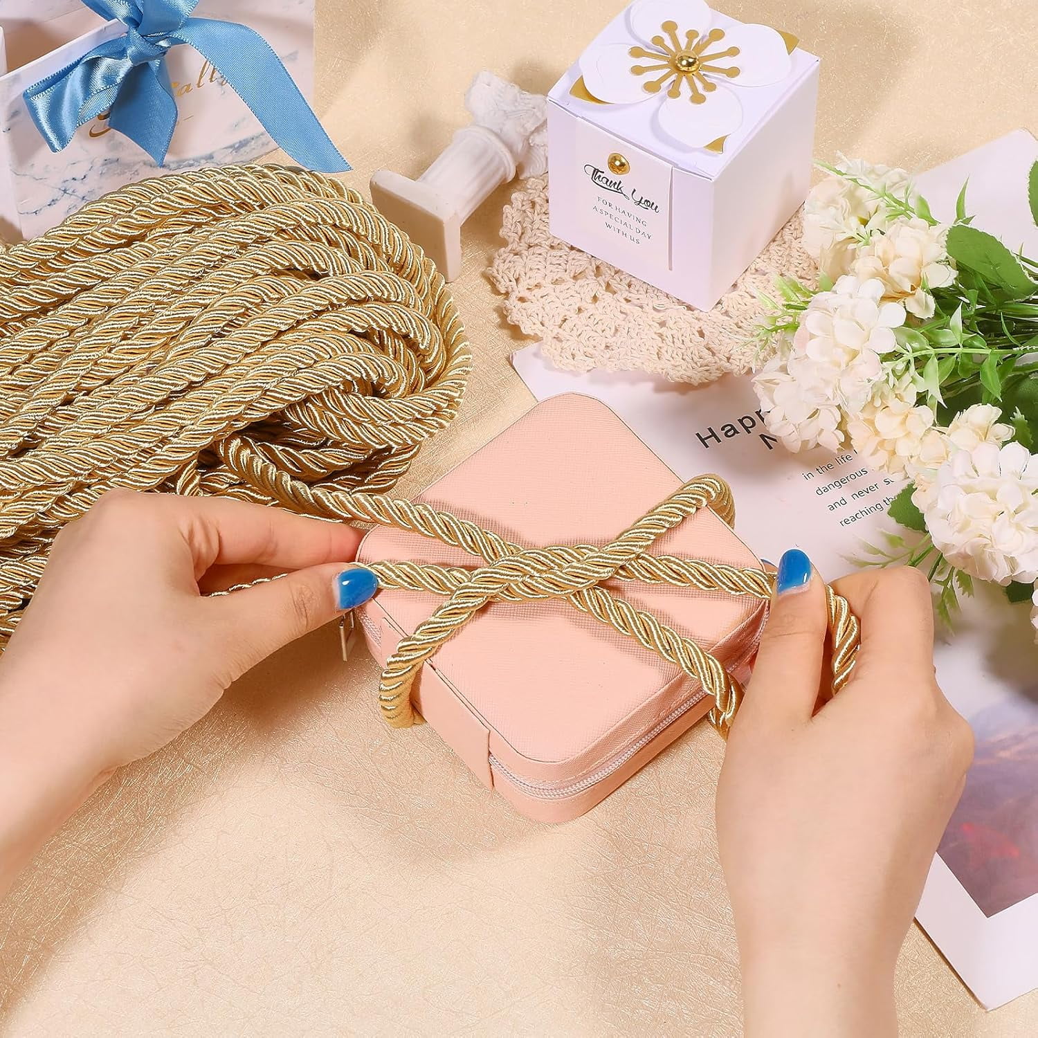 2pcs 2 colors Polyester Twisted Cord with 304 Stainless Steel Cord End Mixed color 8mm 150mm/pc 1pc/color Polyester