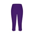 thumbnail image 4 of JULMCOMO Capri Pants for Women High Waisted Comfy Stretchy Yoga Pants Lounge Summer Workout Sports Compression Trousers Purple 3XL, 4 of 5
