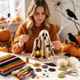 thumbnail image 3 of Ghost Halloween DIY Felt Patchwork Kit, Pre-Cut Fabric Ghost Sewing Craft Set, Beginner Hand Sewing Kit, Handmade Fall Decor, 3 of 5