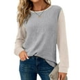 thumbnail image 3 of Xyxonk Long Sleeve Womens Tops Lightweight Sweatshirt Dressy Casual Soft Pullover 2025 Winter Basic Color Block Clothing Gray S-2XL, 3 of 4
