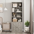 thumbnail image 4 of Qinaqin 71.4-inch wooden si x -layer bookshelf industrial style display storage rack farmhouse bookcase con doors, 4 of 7