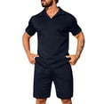 thumbnail image 2 of NTACZA 2 Piece Men Shorts Set Short Sleeve Shirt Shorts Tracksuits Mens Collared Athletic Sweatsuits M, 2 of 6