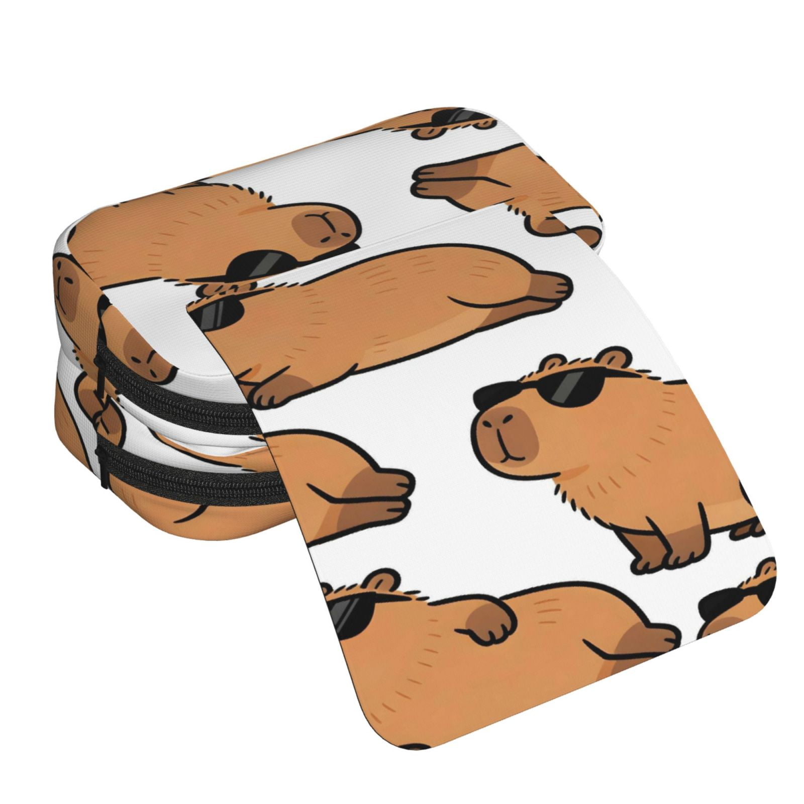 Large-Capacity Flip-Top Double-Layer Pencil Case, Multi-Functional Pocket Pen Case, Durable Stationery Organizer Cartoon Capybara (5)