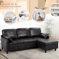 thumbnail image 7 of ACMEASE 76" Sectional Sofa Couch with Reversible Chaise, Suede Leather L Shaped Sofa w/USB Charger Ports & Storage Bag, Convertible Modern Couch w/Storage Space for Living Room, Small Space, Black, 7 of 7