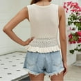 thumbnail image 5 of DQRPSEETB Tank Tops for Women Women Cute Crop Sweaters Vest Knit Sleeveless Pullover Tops Crochet Ruffle Hem Tank Going Out Tops, 5 of 7