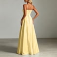 thumbnail image 5 of XIAOCHA Women's Summer Elegant Maxi Dress V Neck Thin Spaghetti Strap Satin Solid Flowy Floor Evening Gown, 5 of 6