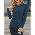 thumbnail image 6 of Women's Wool Blend Classic Crew Neck Casual Fall Sweaters Navy Blue M, 6 of 9