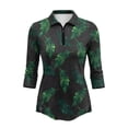 thumbnail image 2 of Uorisanigo Palm Leaf Womens Golf Shirt Soft Washable Women's 3/4 Sleeve Golf Top Comfortable Polyester Spandex Fabric Workout Sports Pullover Tennis Tops for Women Size 2XL, 2 of 7