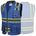 thumbnail image 3 of Chaleco de seguridad JKSafety Hi-Vis con cremallera frontal azul con 10 bolsillos, 3 of 5