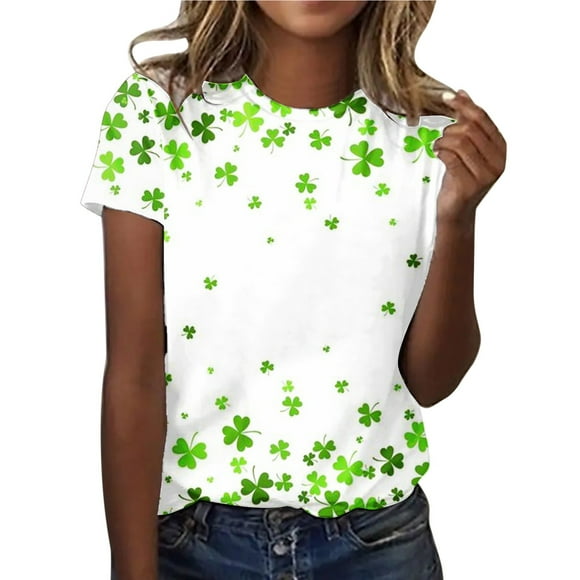 TSADFHJI Athletic Tops Women Tight Women Fashion Casual Top Shirt Short Sleeve Round Neck Printed T Shirt Elegant Loose Soft Top Blouse Xxl White