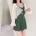 thumbnail image 6 of Sngxgn Women's Swimsuit Bathing Suit V Neck Ruffled Swimwear Adjustable Straps(Green,One Size), 6 of 8