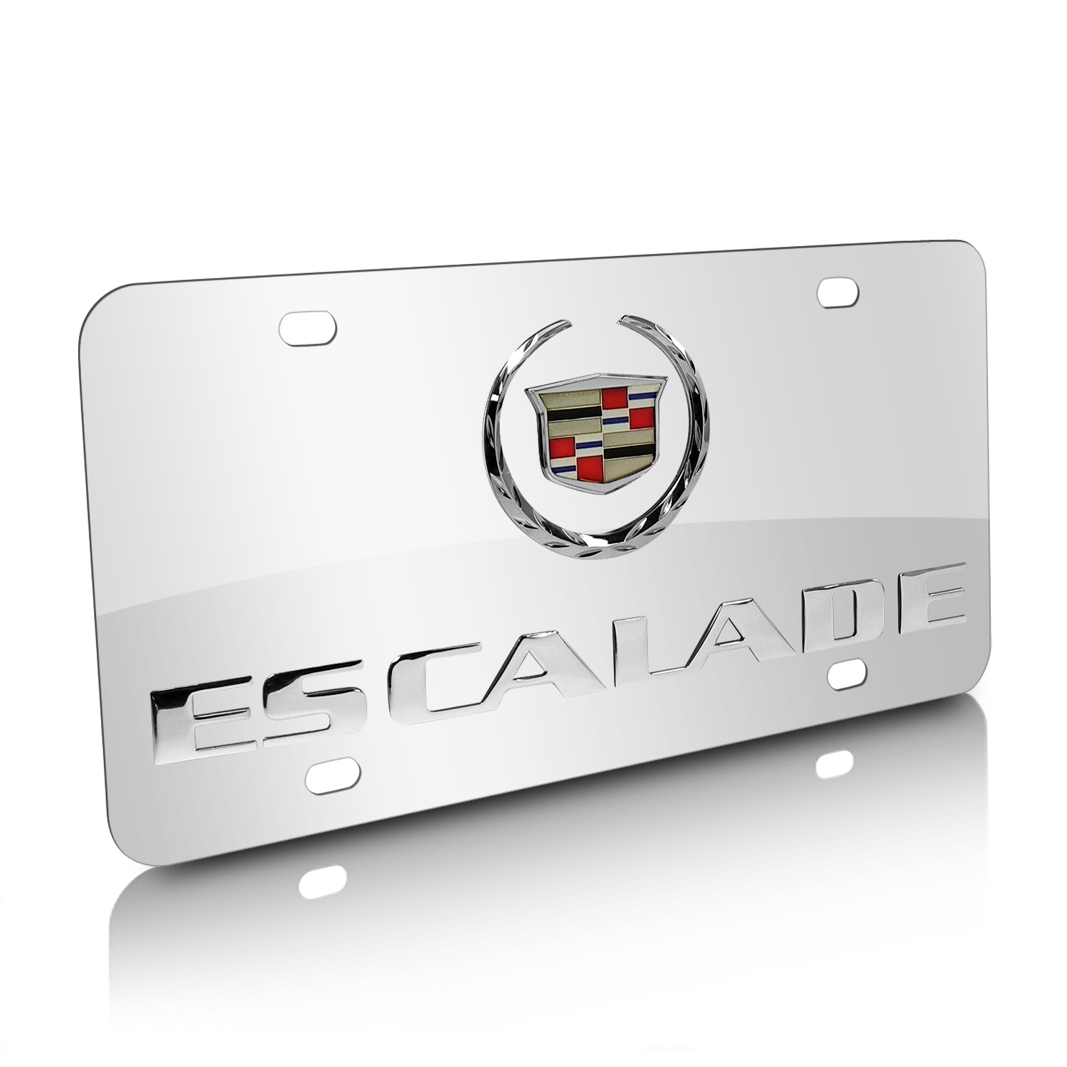 Cadillac Escalade 3D Dual Logo Mirror Chrome Stainless Steel License