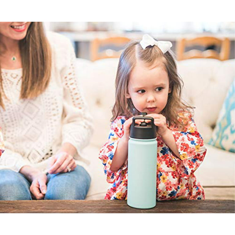 Simple Modern Kids Water Bottle with Straw Lid Vacuum Insulated Stainless Steel Thermos Bottles | Leak Proof Flask | Summit | 14oz, Carrara Marble