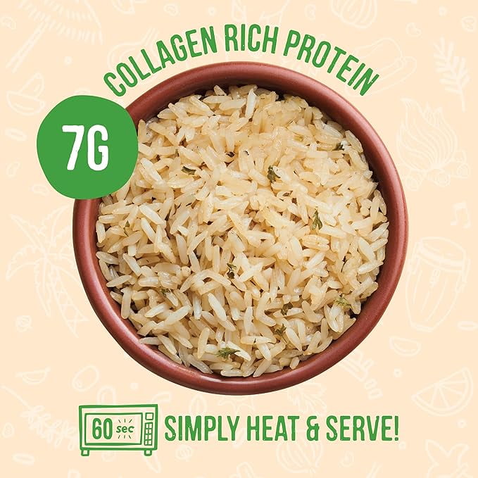 (3 pack) A Dozen Cousins Rice Cooked in Bone Broth, Collagen-Rich Gluten-Free Microwave Side Dish, 8 oz Pouch