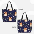 thumbnail image 3 of Naloa Corgi Lying With Moons And Stars Tote Bag for Women, Foldable Tote Bag With Zipper, Large Shoulder Bag, Top Handle Handbag for Travel, Work, Shopping, 3 of 9