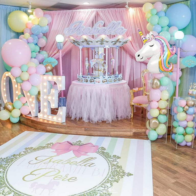 AOWEE Unicorn Party Decorations, 3D Unicorn Theme Balloon Arch with Purple  Agate Balloons Unicorn Tablecloth for Girl 1st 2nd 3rd Birthday Baby Shower  