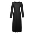 thumbnail image 3 of USSUMA Spring Dresses for Women 2025 Womens Dresses Long Sleeve Crew Neck Casual Solid Color Retro Dress with Pocket Linen Loose Fit Maxi Dress Lounging Dress Dress Street Black Dress Size-XXXL, 3 of 6