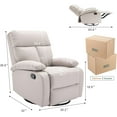 thumbnail image 2 of hzlagm Glider Recliner Nursery Chair with Manual Adjustable Footrest Swivel Rocker Recliner for Small Spaces Living Room Bedroom RV - Beige, 2 of 6