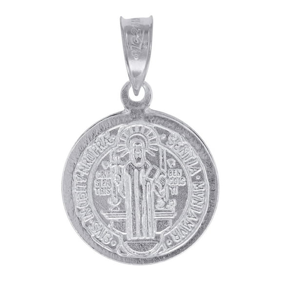 925 Sterling Silver Unisex St. Benedict Saints Religious Charm Pendant Necklace 24.5x15.2mm Wide Pendant for Women