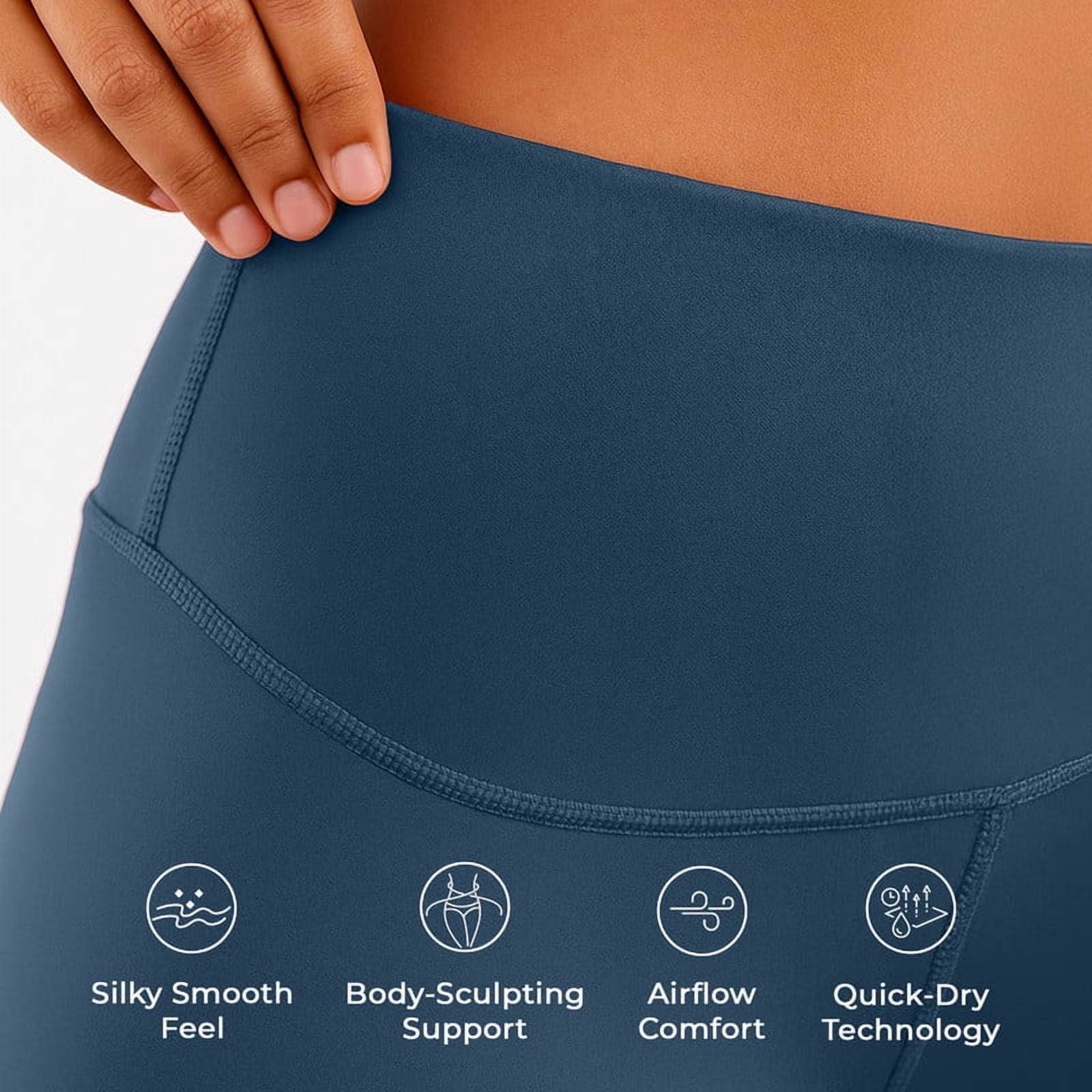 Leggings for Women with Pockets - Buttery Soft, High Waisted Tummy Control Yoga Pants for Workout Gym Running - Size XXL (US) - Navy Blue Stretch Leggings