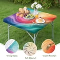 thumbnail image 4 of Rainbow Tie Dye Swirl Pattern Square Fitted Tablecloth with Elastic Edge,Square Table Cover,Washable Elastic Table Cover for Home Kitchen Party Decor 34"x34", 4 of 6