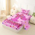 thumbnail image 2 of spefrowx Pink Glitter Letter C Print Twin Sheets for Girls, Princess Bow Crown Bedding, 3-Piece, 1 Flat Sheet, 1 Fitted Sheet and 1 Pillowcase, 2 of 6