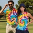 thumbnail image 2 of KUIFORTI Funny Couple Golf Shirts Rainbow Tie Dye Women Sport Cloth Moisture Wicking Suitable for Tennis Enthusiasts Machine Washable Soft and Comfortable, 2 of 6