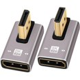 thumbnail image 1 of Adaptador DisplayPort 1.4 de Ángulo Recto 8K Chapado en Oro Paquete 2, 90 Grados Medio (Izquierdo y Derecho) DP Macho a Hembra Conector Convertidor Vertical Extensor Forma T (izquierda derecha) grados, 1 of 4