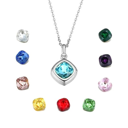 

Asdomo Women Pendant Necklace Floating Clavicle Necklace With10 Pcs Birthstone Changing Souvenir Gift For Girls