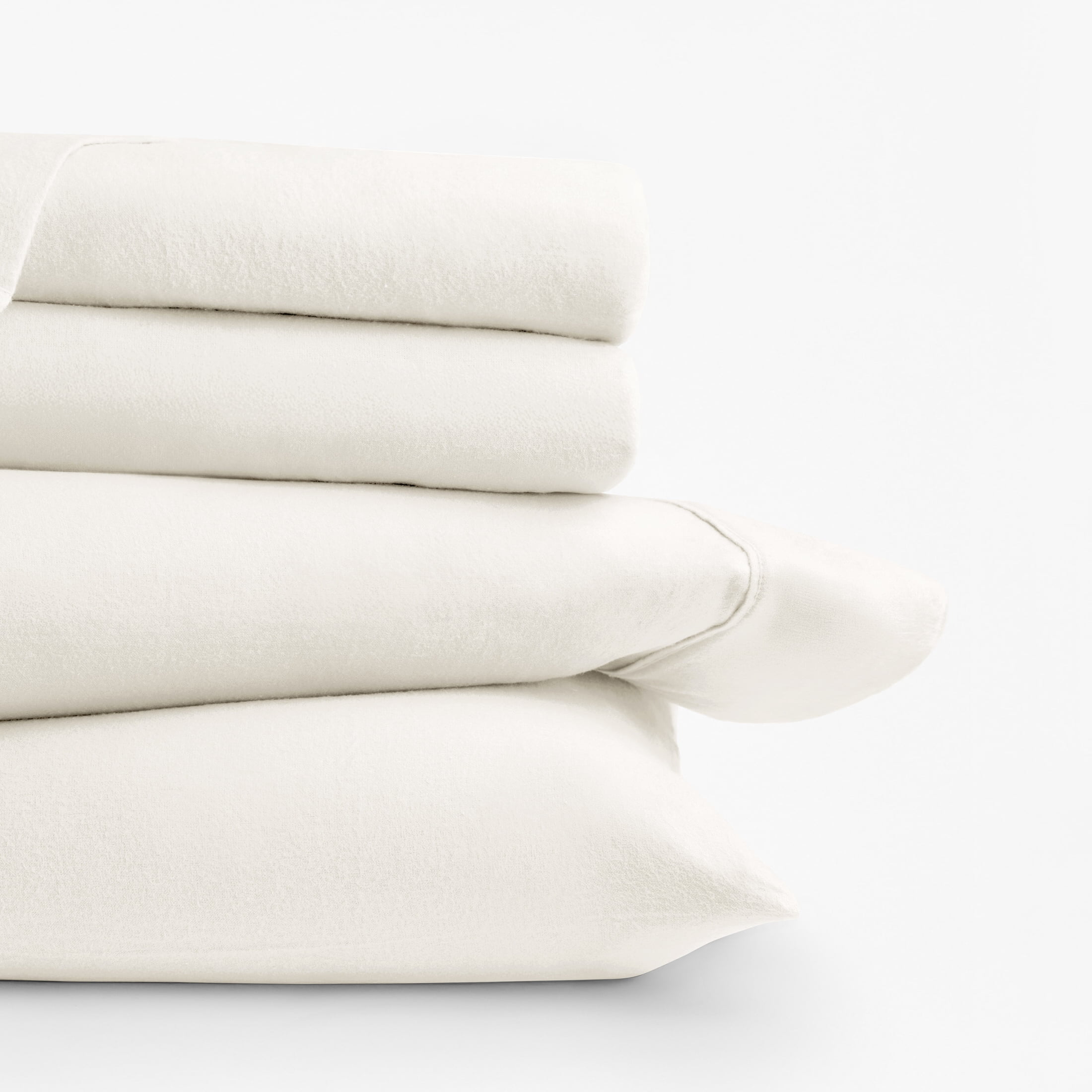 Ivory 4 Piece 100% Cotton Flannel Deep Pocket Sheet Set, Full, by Noble Linens