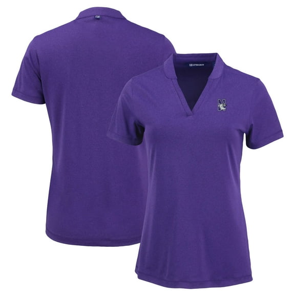 Women's Cutter & Buck Heather Purple Northwestern Wildcats Forge Blade Collar V-Neck Top