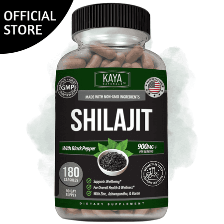 Kaya Naturals Shilajit Supplement for Energy & Daily Wellness Support, Mineral-Rich Formula for Active Lifestyle, 180 Capsules