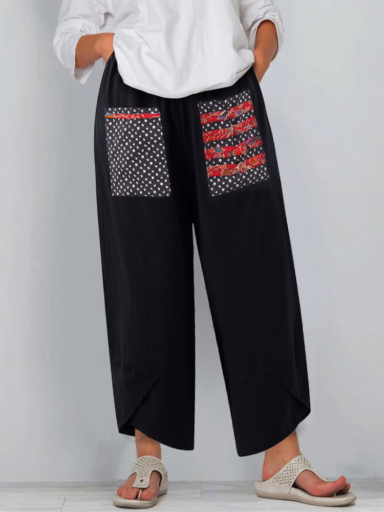 ZANZEA Women's Pants Printed Wide Leg Pocket Casual Streetwear Harem ...