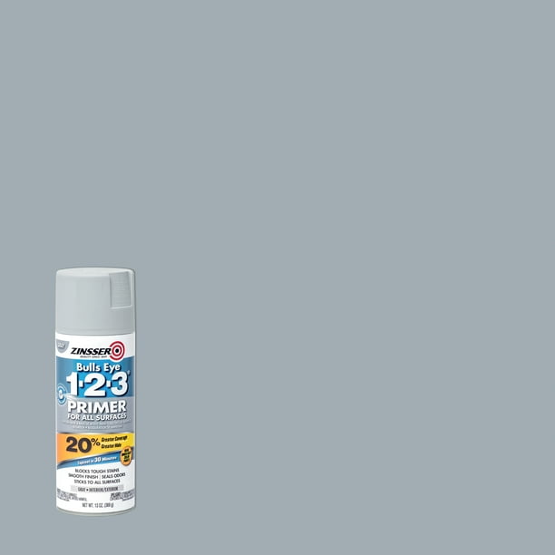 Gray, Zinsser Bulls Eye 123 Water Base Primer Spray 13 oz, 6 Pack