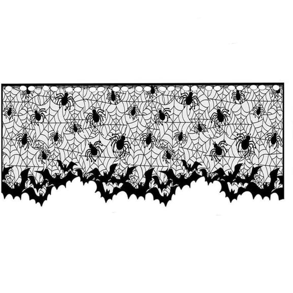 Halloween Lamp Shade Cover Black Lace Spider Web Lampshades Cover Topper Decoration with 16 Pieces 3D Bat Stickers for Halloween Party Indoor Decor