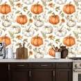 thumbnail image 5 of Peel and Stick Wallpaper Contact Paper Autumn themed repeat print orange white pumpkins leaves Watercolor Self Adhesive and Removable 17.7in x 118in, 5 of 8