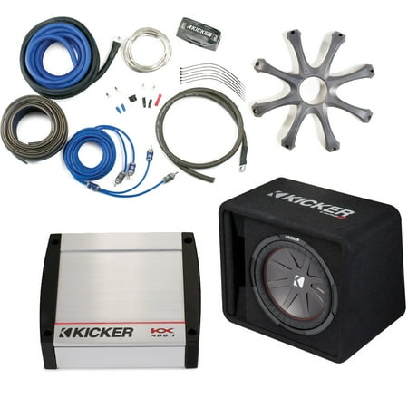 Amplifier Grille Cloth Kicker 43VCWR122 Comp R ported enclosure w/ 400 Watt Kicker 40KX4001 Amplifier, wiring kit, grille, and bass knob. ()