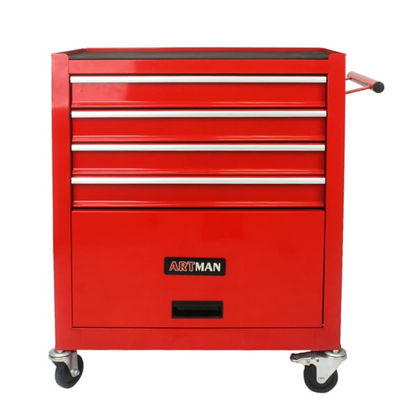 4 DRAWERS MULTIFUNCTIONAL RED TOOL CART WITH WHEELS