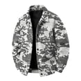 thumbnail image 2 of gzxflxpge Corduroy Jacket Men Causal Relaxed Fit Camo Printed Snap Button-Up Coat Retro Long Sleeve Lapel Collared Fall Winter Outwear with Pockets Gray XL, 2 of 9