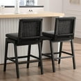thumbnail image 3 of Guyou Woven Counter Height Bar Stools Set of 4, 29" Natural Wood Bar stools with Seagrass Back for Kitchen Island, Farmhouse & Coastal, Charcoal, 3 of 11